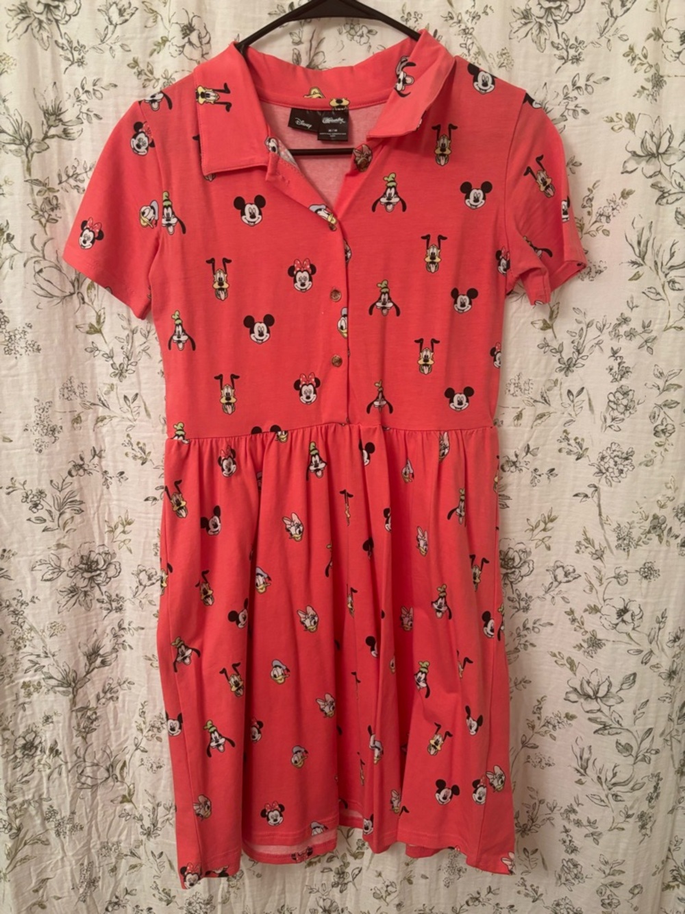 Disney X Cakeworthy Coral Mickey & Friends Collared Dress Women’s Medium